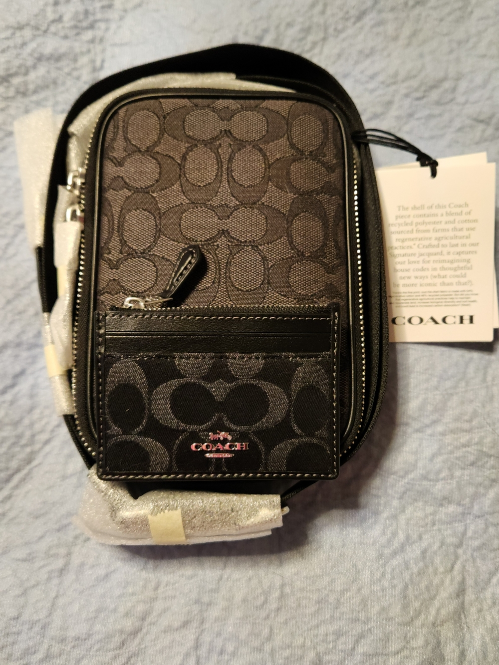COACH Signature Black Crossbody Bag And Card Holder